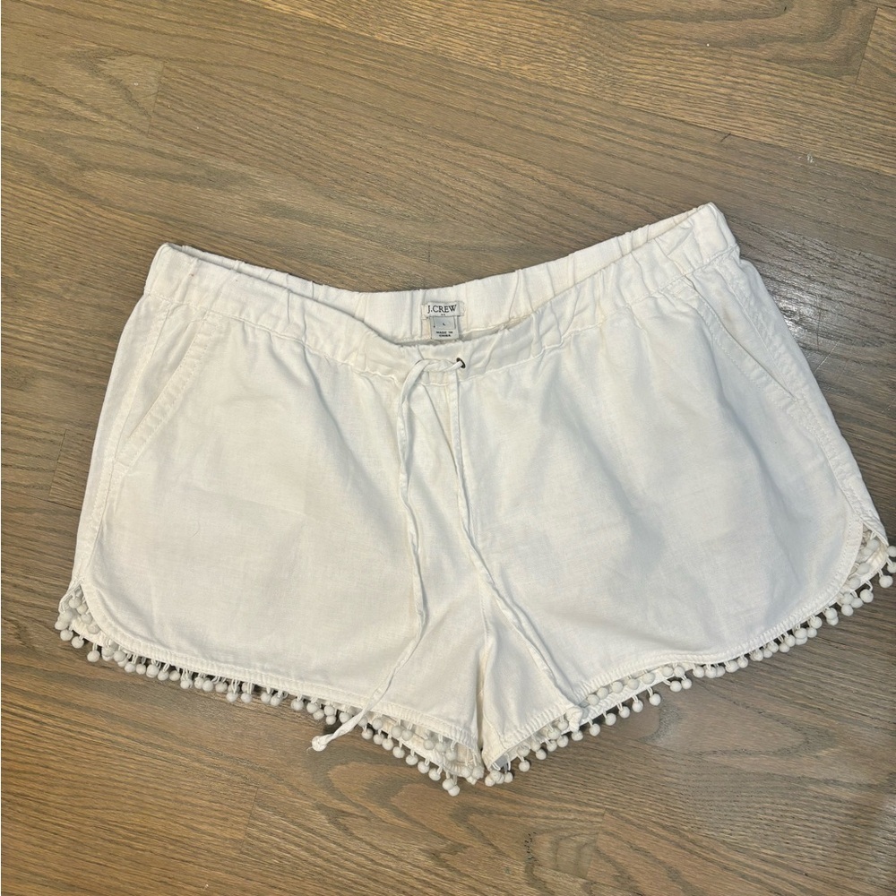 J Crew White Cream Tassel Shorts Womens Large mini shorts